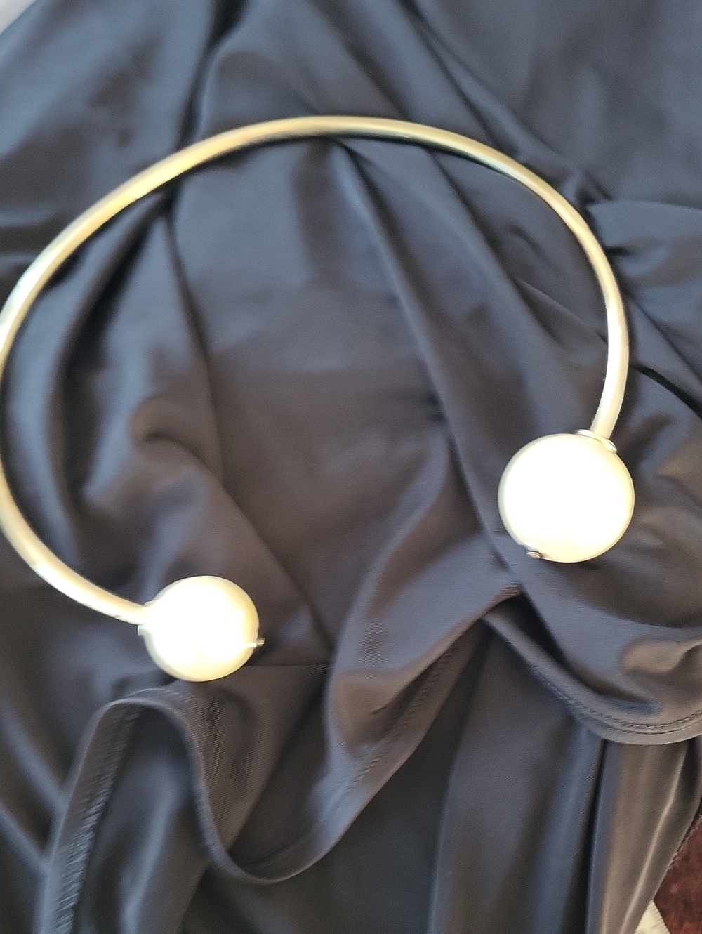Gold Open Collar Necklace with Spherical Ends